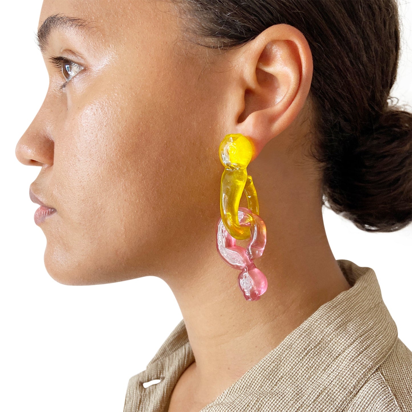 Dede Earring( Clear+Pink)